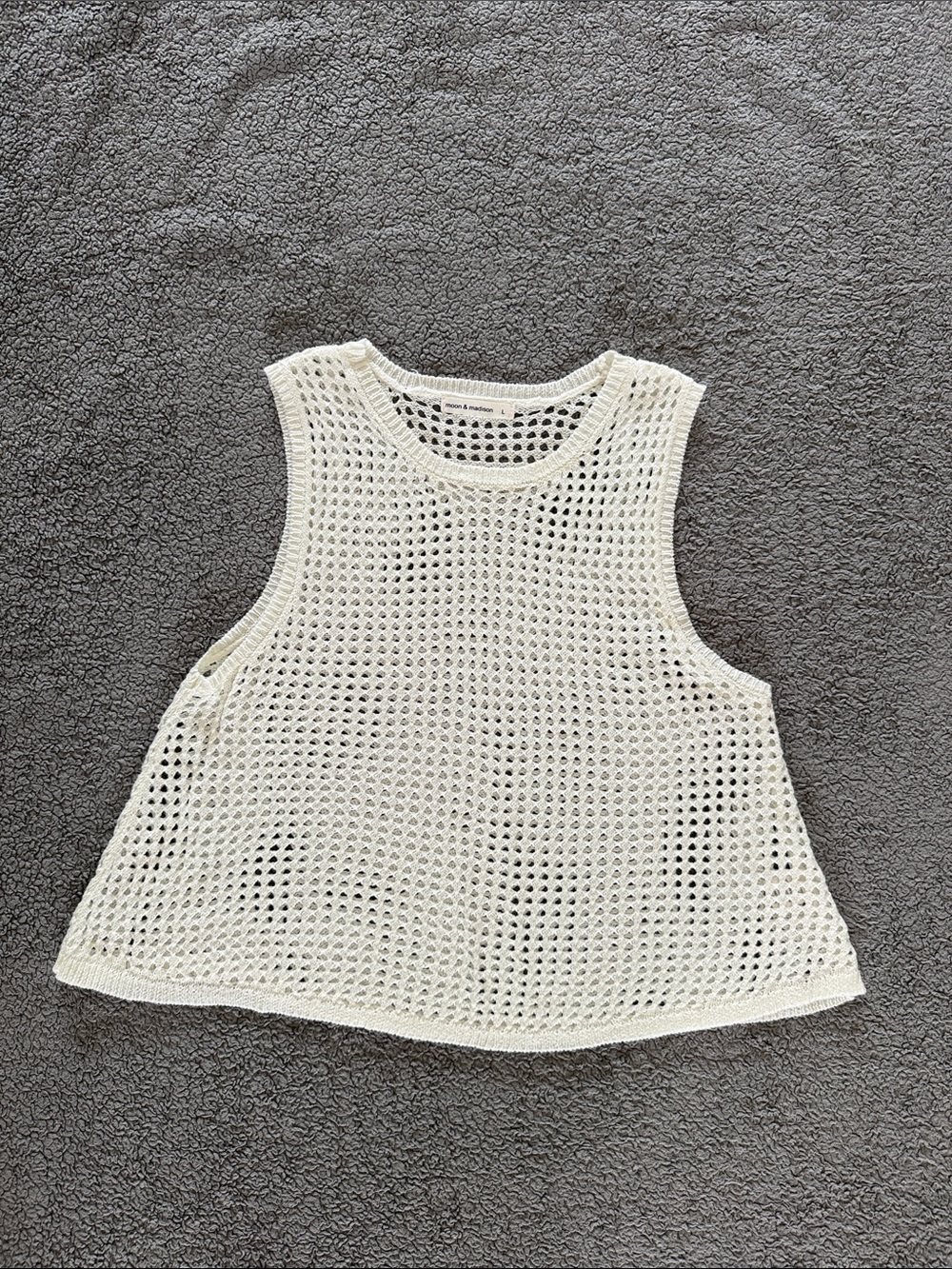 moon & madison Cream Open-Knit Tank Top